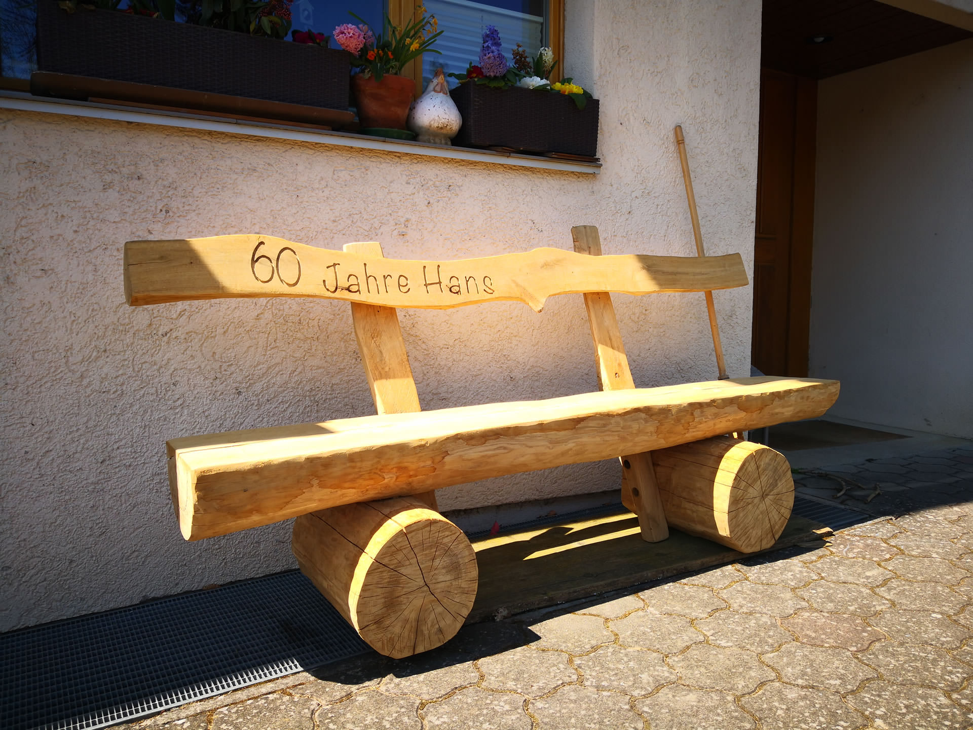 Eichenbank mit Lehne